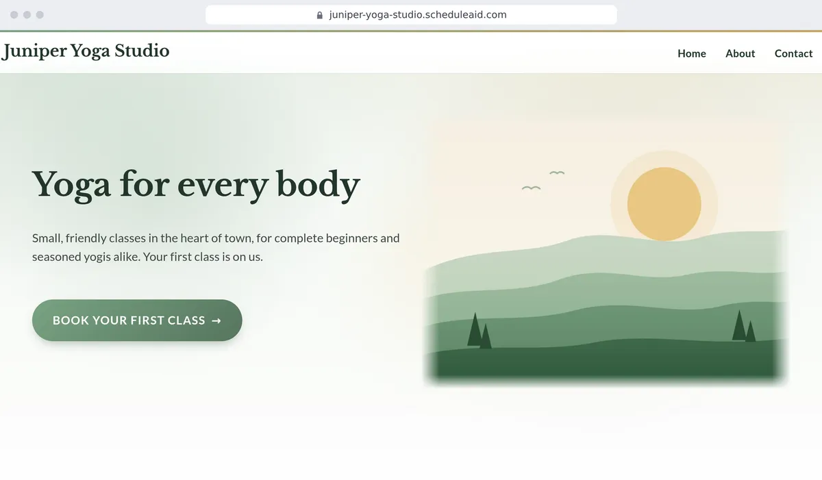 Juniper Yoga Studio's site, finished