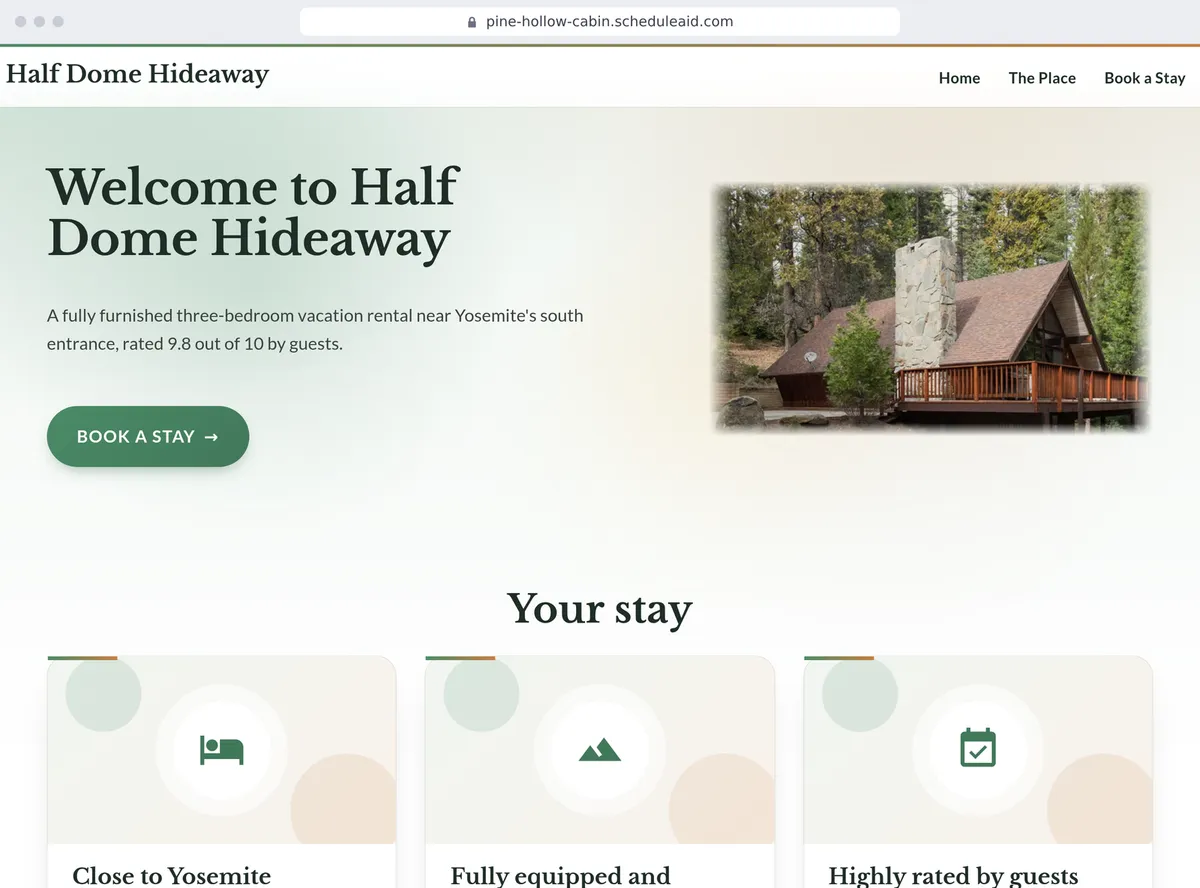A vacation rental's site, written by the import from its owner's own site